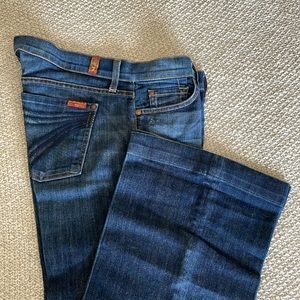 7 For All Mankind Dojo Mid Rise Wide Leg Trouser Medium Dark Wash